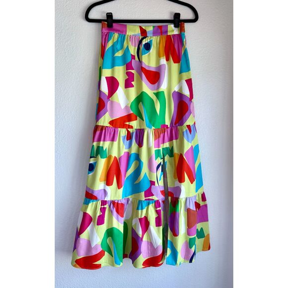 NWT Alden Adair Summer Tiered Maxi Skirt with Slit in Matisse Multicolor Size S - Picture 5 of 10